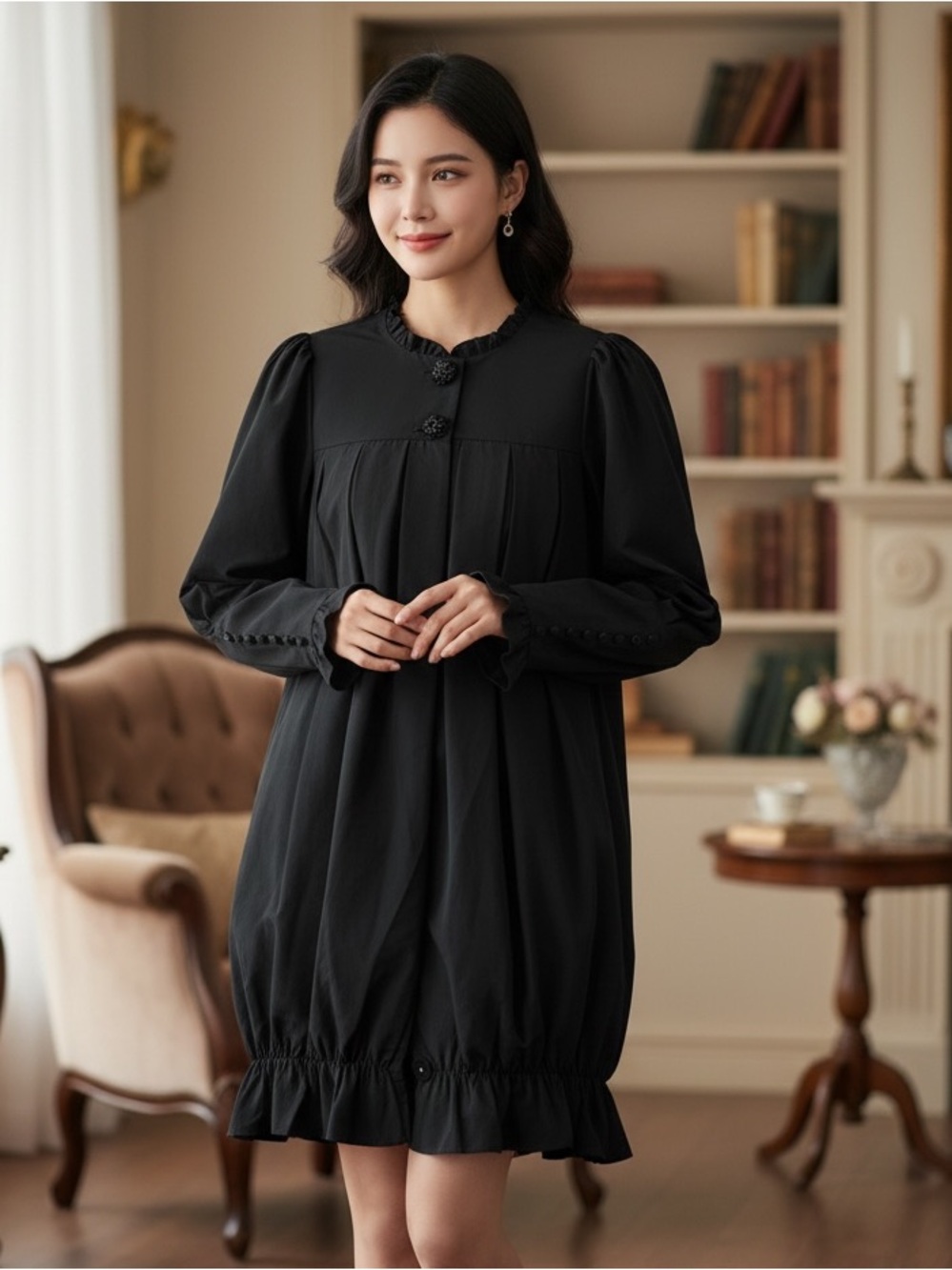 Twelve by Twelve Los Angeles Avant-Garde Mini Bubble Hem Coat Black Size Medium